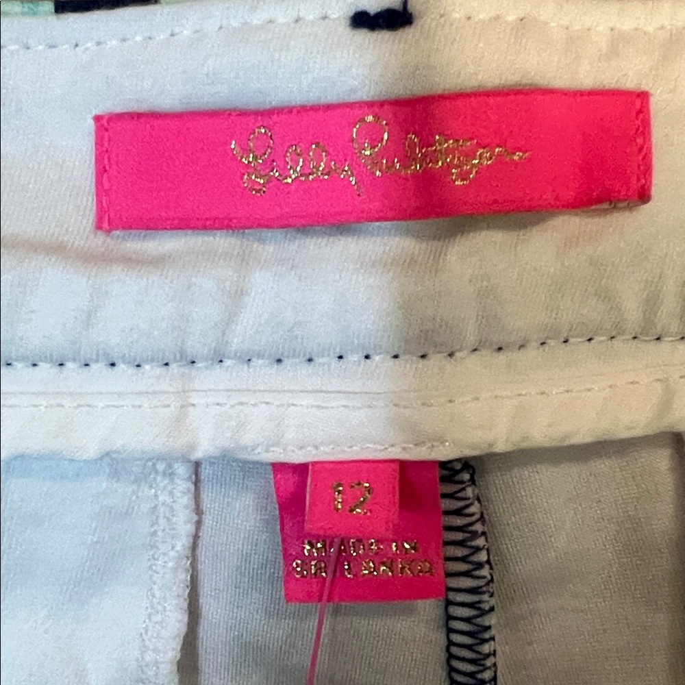 Lilly Pulitzer Vibrant Pink and Blue Leaf Print Shorts - Picture 4 of 7